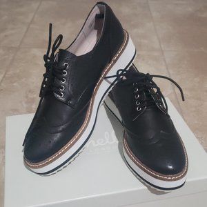 [NEW] Shellys London, Women's Black Platform Oxford Loafer Shoes(Size 36)